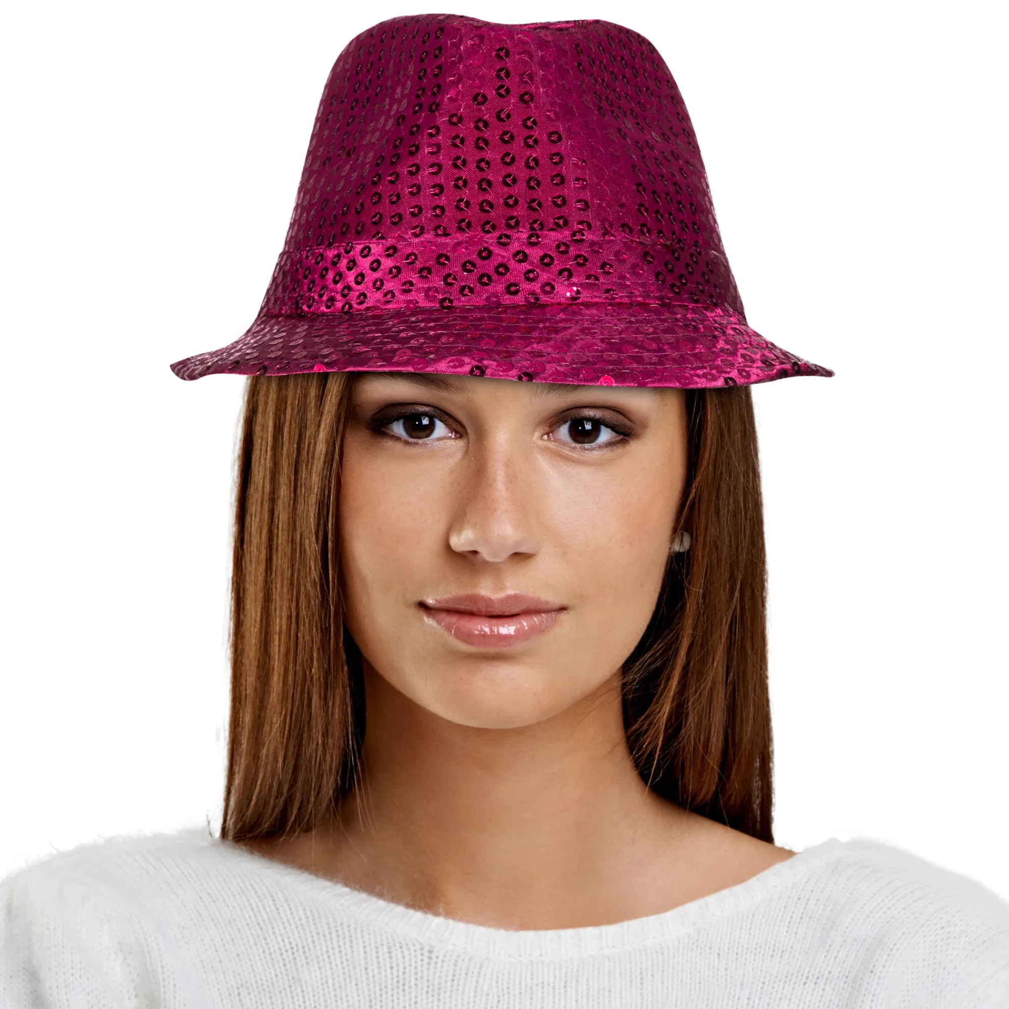 Online Windy City Novelties Pink Sequin Fedora Hat