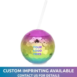 Clearance Windy City Novelties Rainbow Disco Ball Cup with Straw