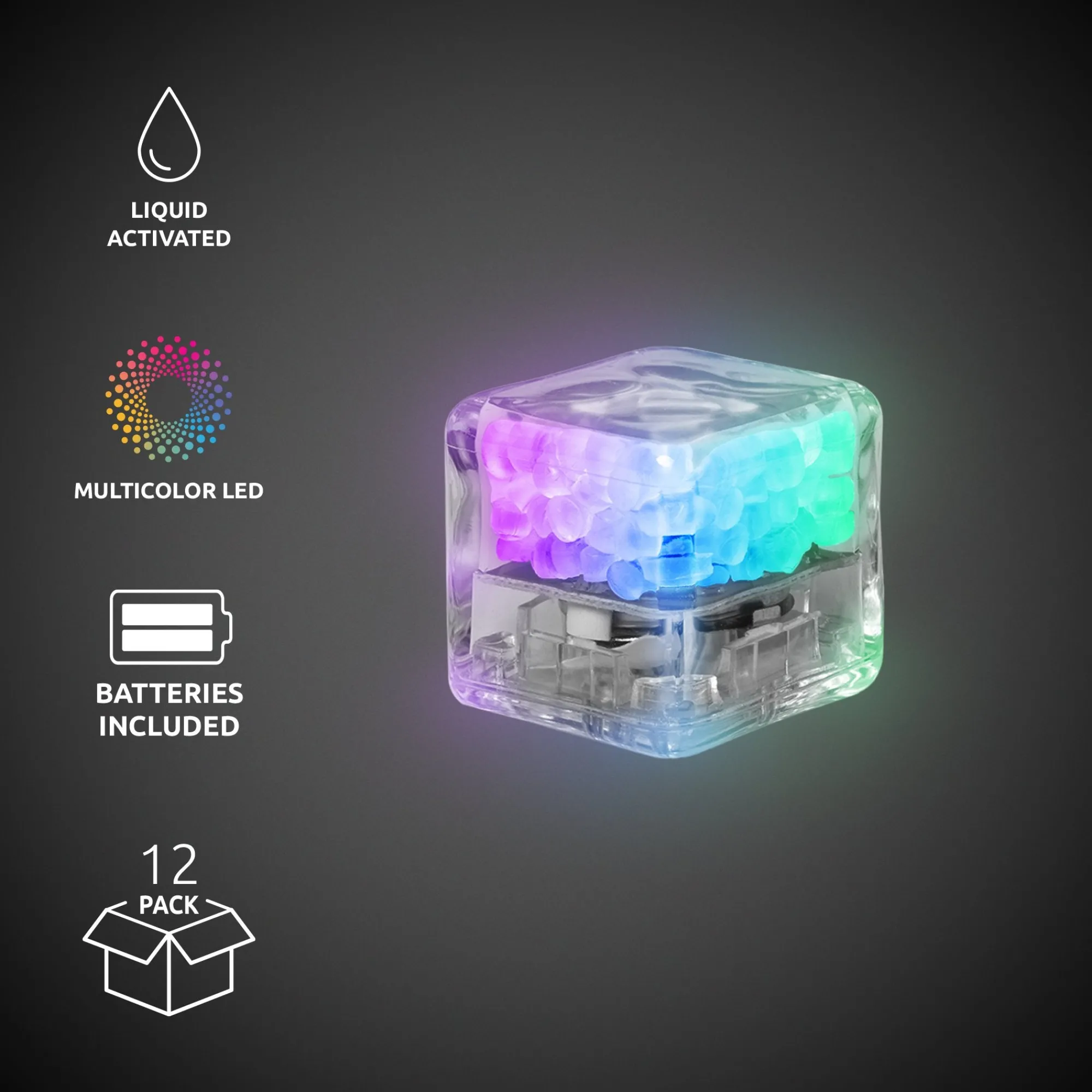 New Windy City Novelties Liquid-Activated LED Ice Cubes Rainbow