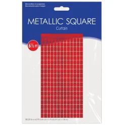 Online Windy City Novelties Red Metallic Squares Curtain