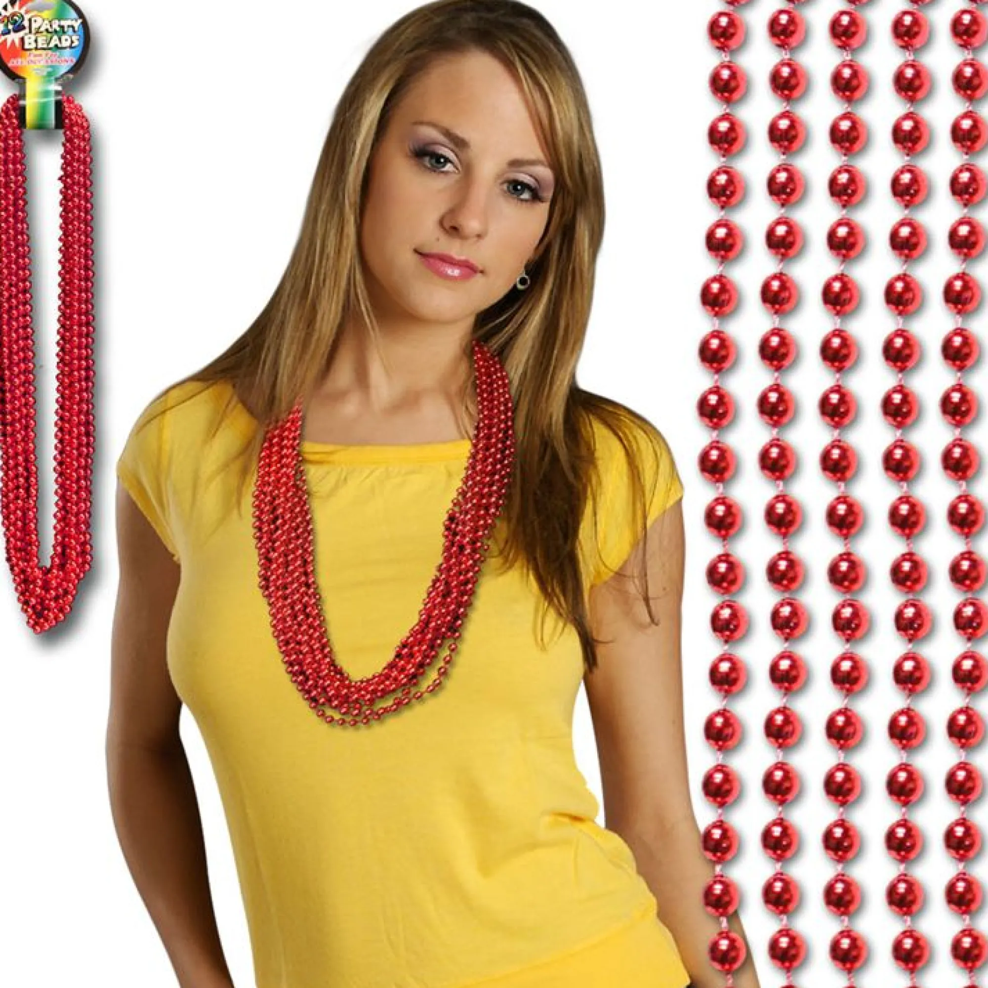 Best Windy City Novelties Red 7mm Bead 33" Necklaces
