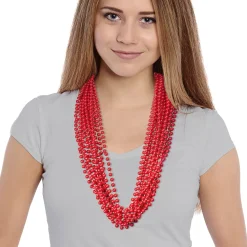 Hot Windy City Novelties Red 33" 7mm Bead Necklaces