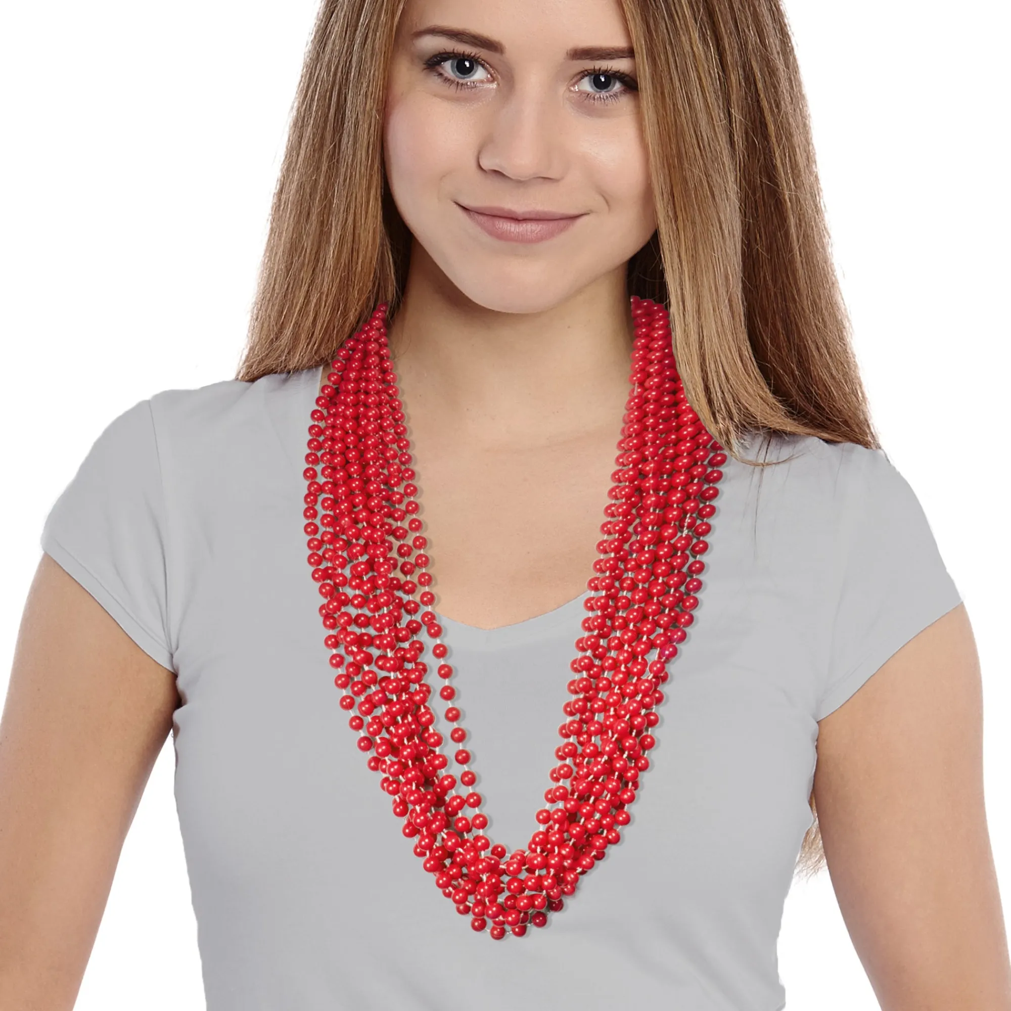 Hot Windy City Novelties Red 33" 7mm Bead Necklaces
