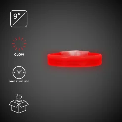 New Windy City Novelties Triple Wide 9" Glow Bracelets Red
