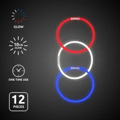 Windy City Novelties Red, White, and Blue Glow Bracelets Retail Counter Display