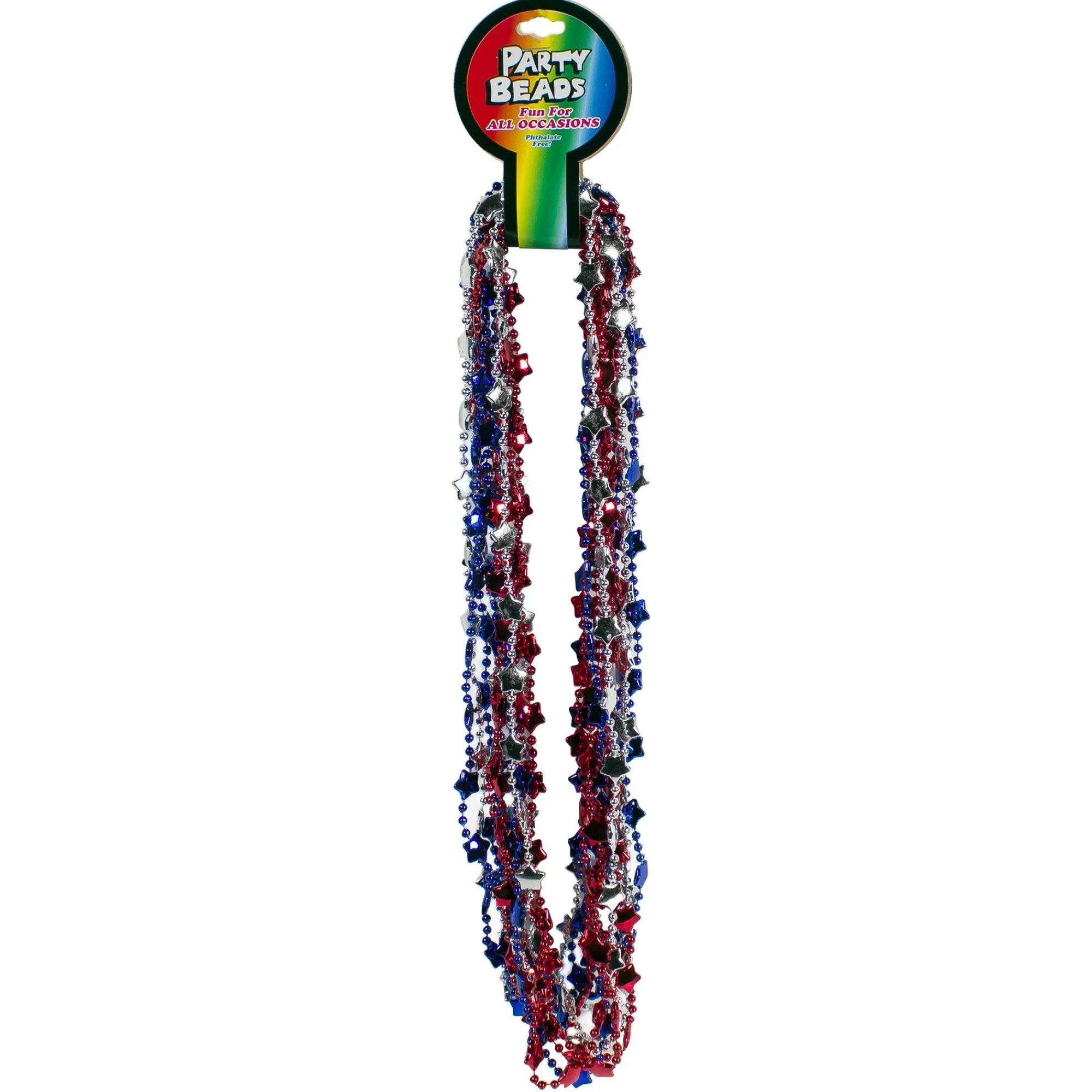 Windy City Novelties Red, White & Blue Star Bead 33" Necklaces