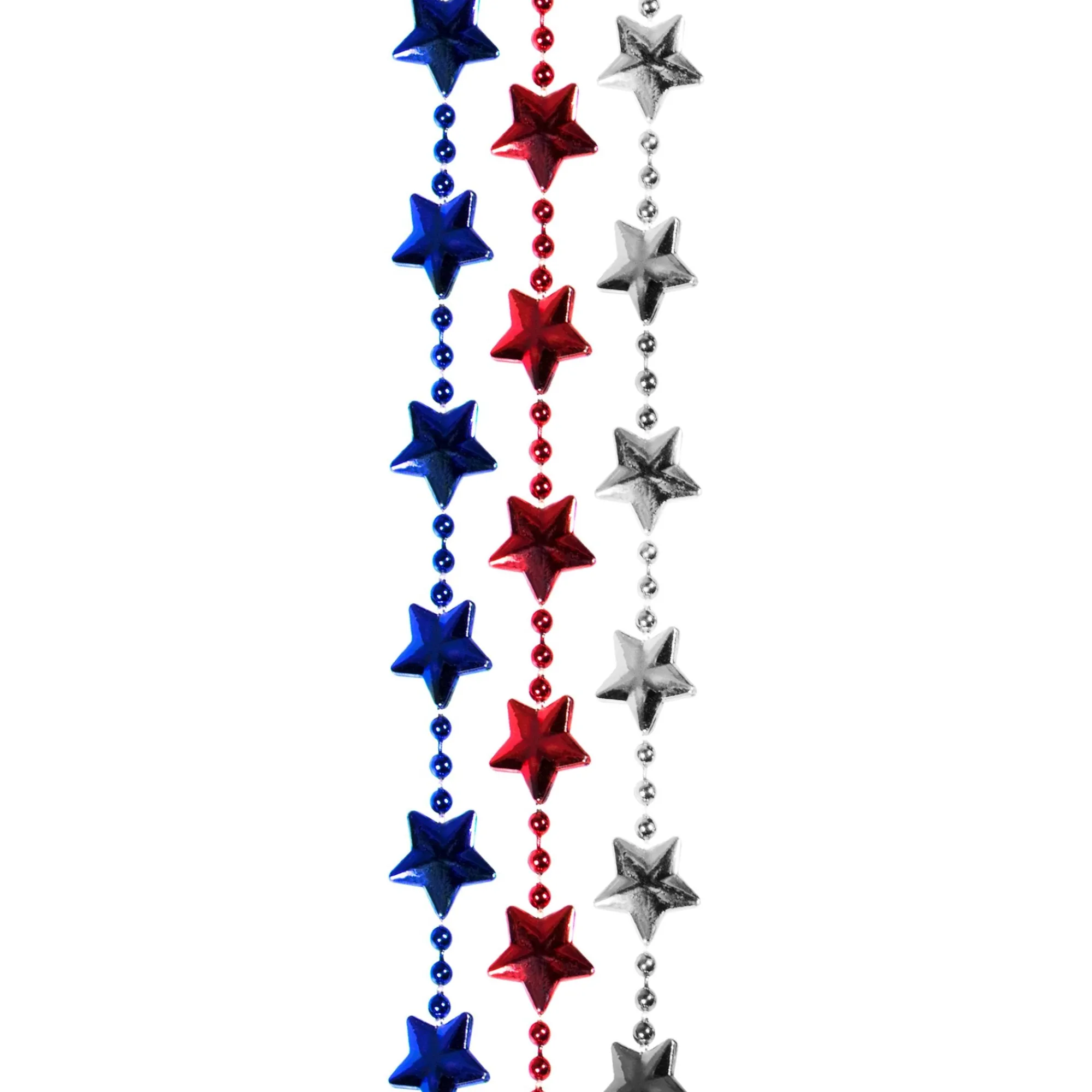 Windy City Novelties Red, White & Blue Star Bead 33" Necklaces