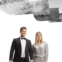 Discount Windy City Novelties Silver Metallic Fringe Ceiling Curtain