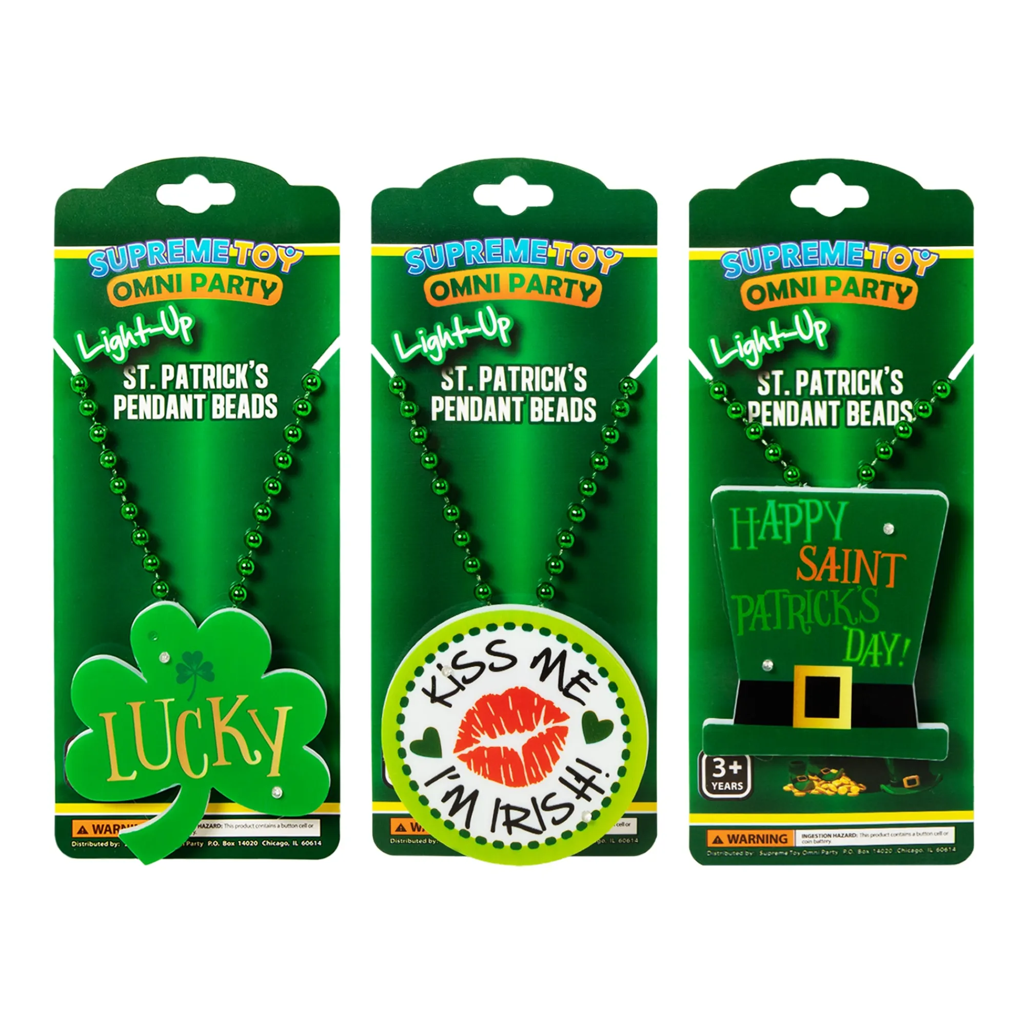 Clearance Windy City Novelties St. Patrick's Day LED Pendant Bead Necklaces Retail Display