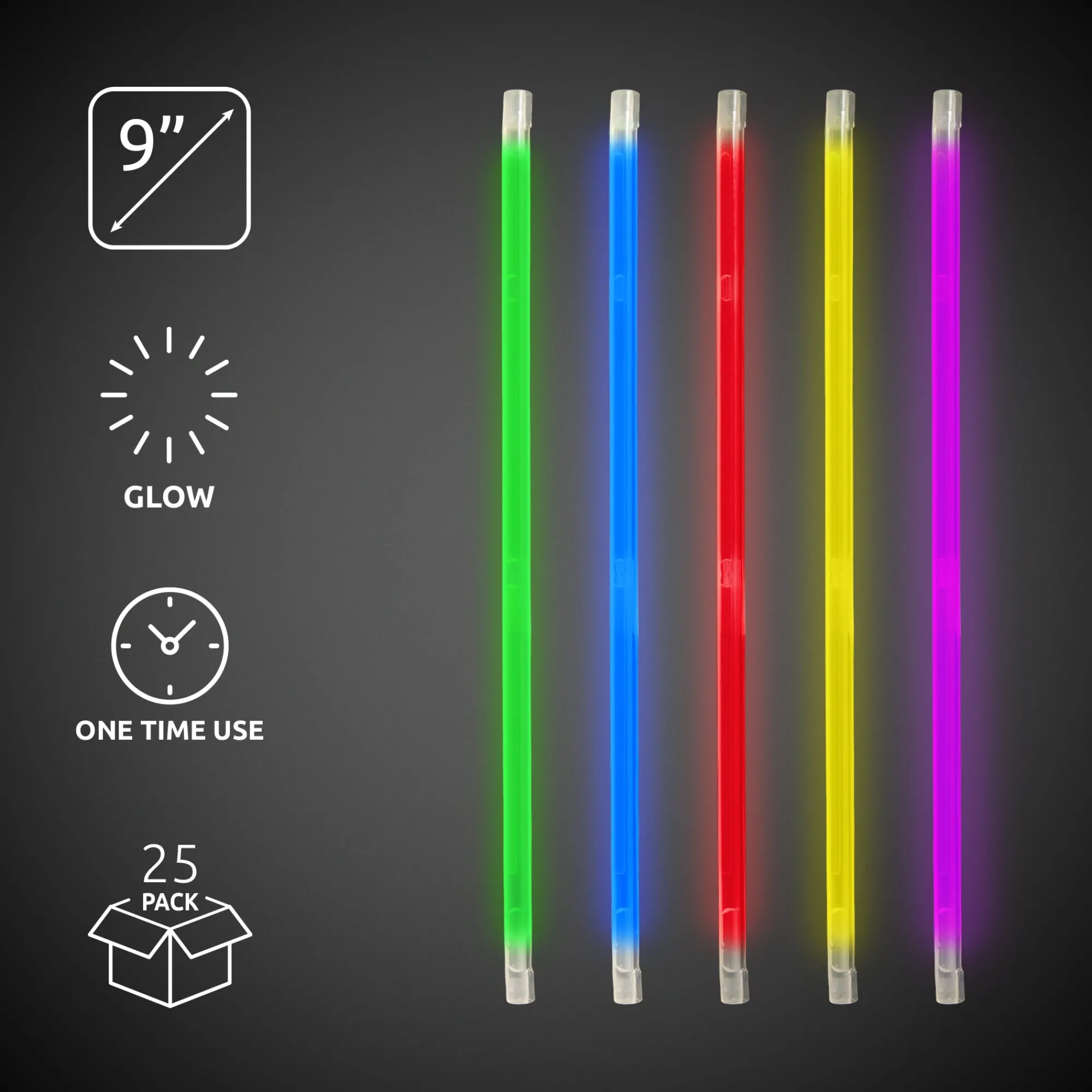 Clearance Windy City Novelties Variety Pack 9" Glow Straws Assorted Colors