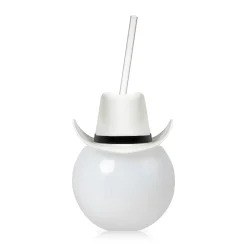 Outlet Windy City Novelties White Cowboy Hat 20 oz. Ball Cup with Straw