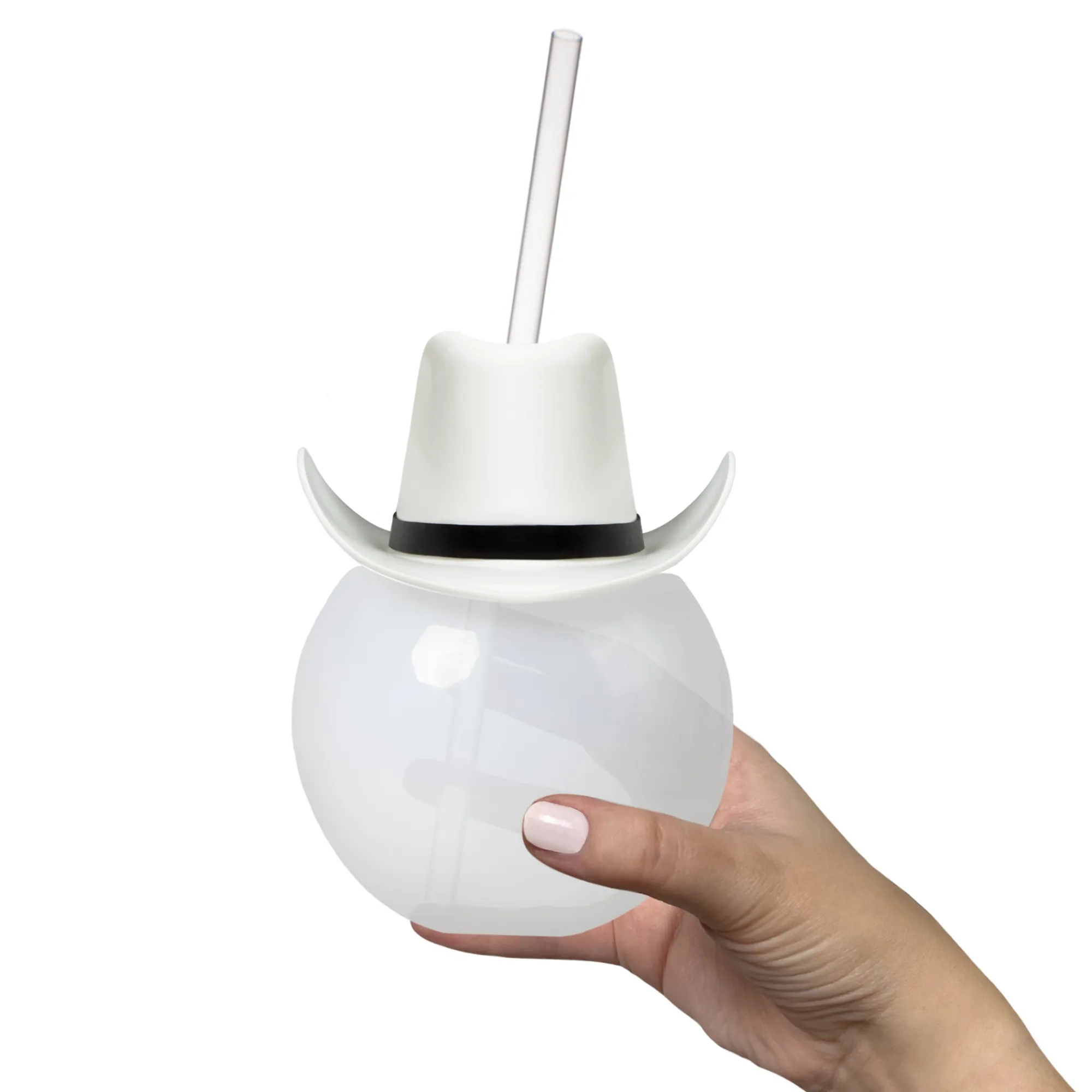 Outlet Windy City Novelties White Cowboy Hat 20 oz. Ball Cup with Straw