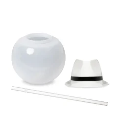 Discount Windy City Novelties White Fedora Hat 20 oz. Ball Cup with Straw