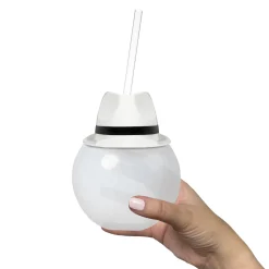 Discount Windy City Novelties White Fedora Hat 20 oz. Ball Cup with Straw