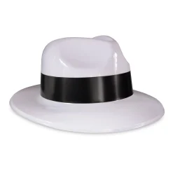 Sale Windy City Novelties White Fedora Hats with Black Trim
