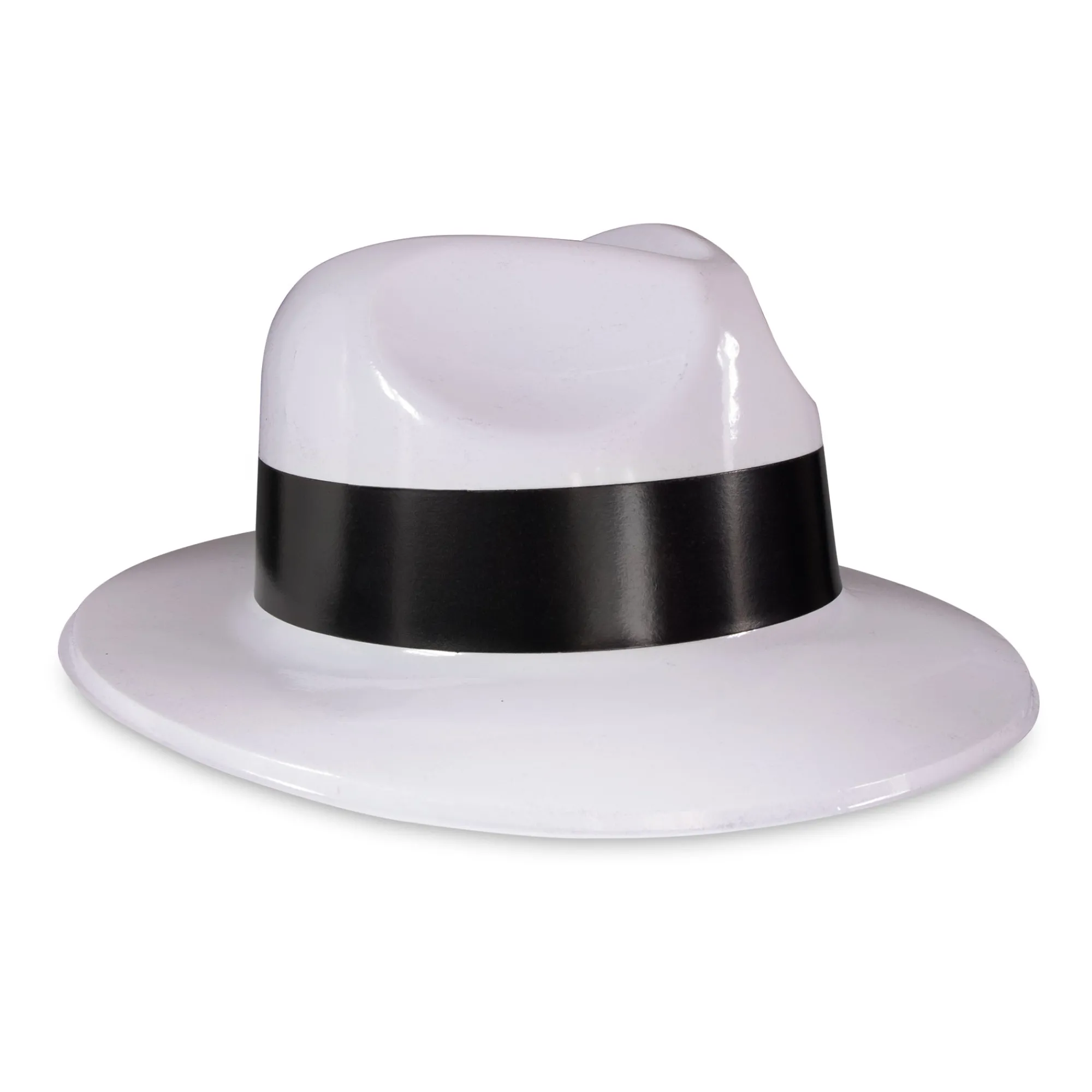 Sale Windy City Novelties White Fedora Hats with Black Trim