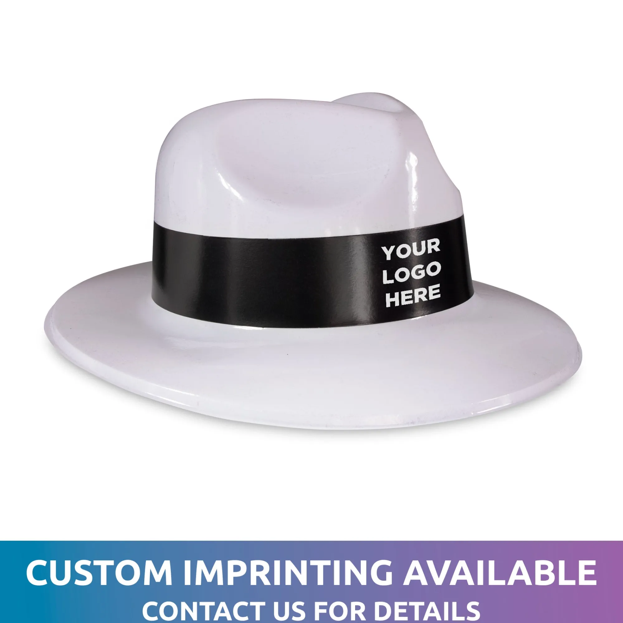 Sale Windy City Novelties White Fedora Hats with Black Trim